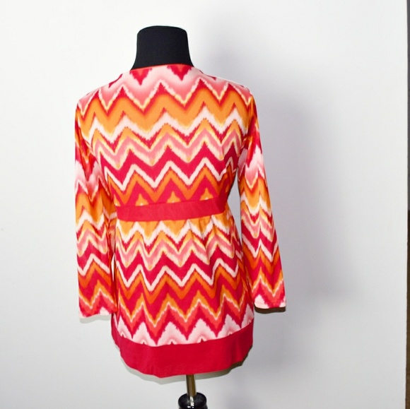Adorable Orange Zigzag Design Blouse - Picture 2 of 2